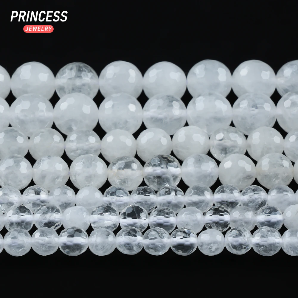 

A+ Natural Angola White Crystal Milky Quartz Faceted Loose Beads for Jewelry Making Wholesale Stone Beads DIY Accessories