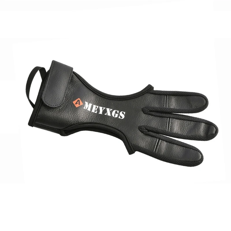 AMEYXGS Universal 3 Fingers Anti Slip Breathable Archery Gloves Deerskin Material Protector Bow Glove XL