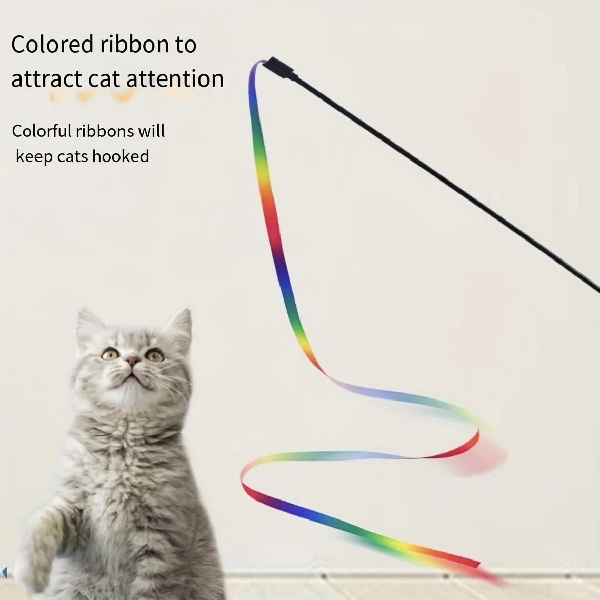 1pc Interaktive Katze Spielzeug Nette Lustige Regenbogen Streifen Stick Katze Teaser Zauberstab Haustier Spielzeug für Katzen Spielzeug Katze liefert Haustier Produkte