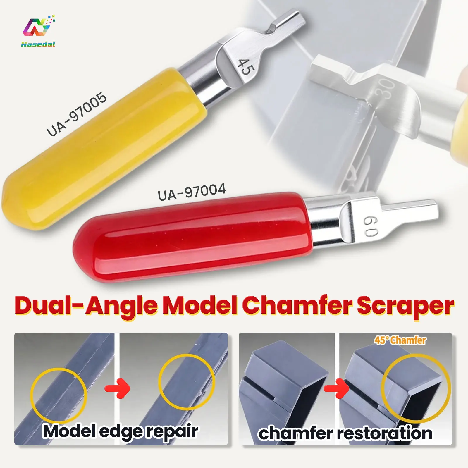 Ustar UA97004 UA97005 Dual Angle Chamfer Scraper All-in-One Deburr Trimming Knife for Gundam Model Hobby Craft Chamfering Tool