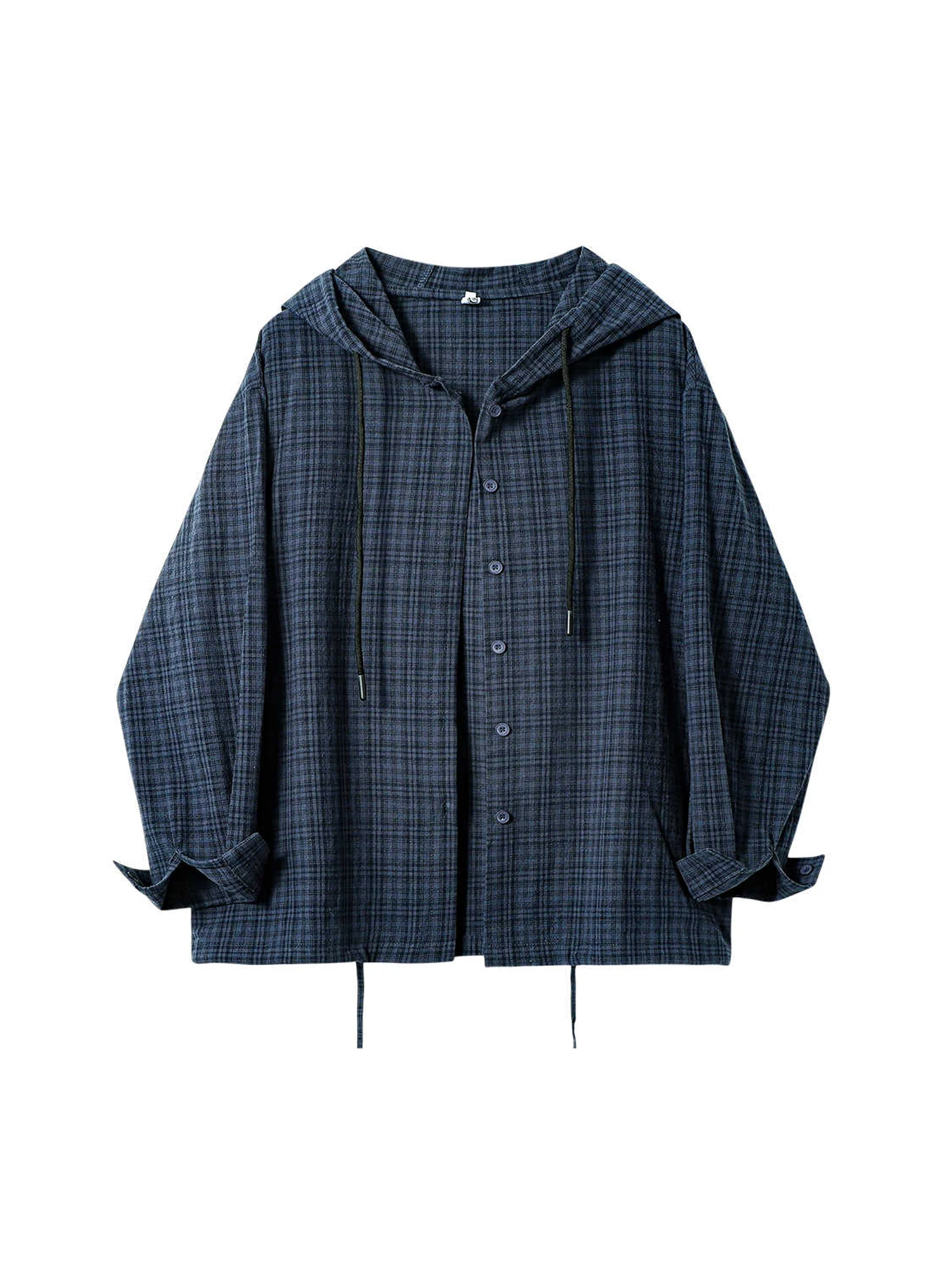 

Женские темно-синие клетчатые рубашки с капюшоном и блузки Эстетический женский топ Y2k 2000-х годов Винтажная рубашка оверсайз с длинными рукавами Одежда Осень 2025