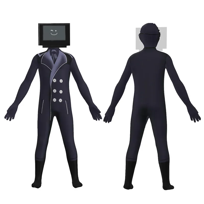 Skibidi 변기 코스튬 코스프레 TV 남자 스피커 남자 캠코더맨 코스튬 세트 유니폼, 마스크 포함, 성인 어린이용 할로윈 코스튬