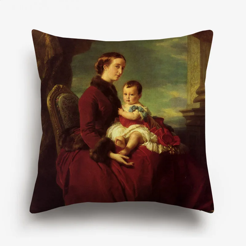 European Royal Court Woman Lady Portrait Painting Cushion Cover Decorative Pillows For Sofa Home Decoration 45X45cm view 3
