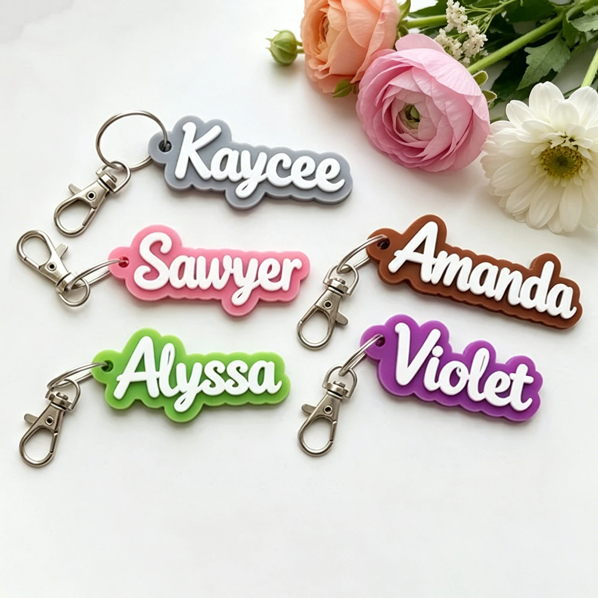 Custom Name Keychains, Personalized Acrylic Tag