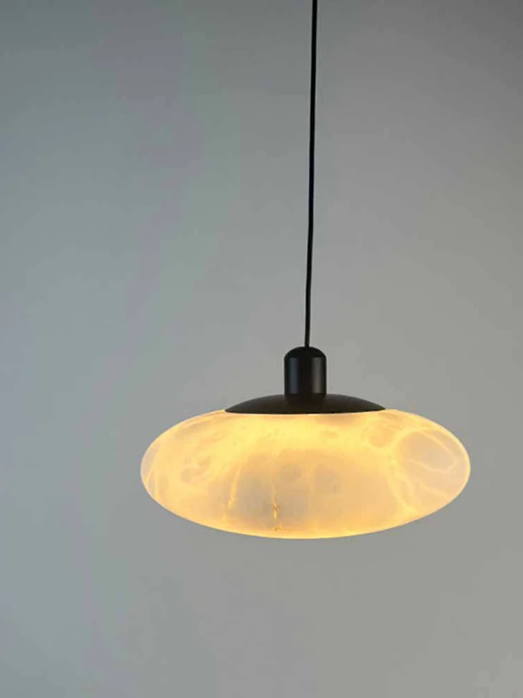 سلسلة الرخام على شكل علوي مصابيح معلقة للسقف المرمر قلادة أضواء النحاس LED الإنارة غرفة المعيشة ما بعد الحداثة بريق #6