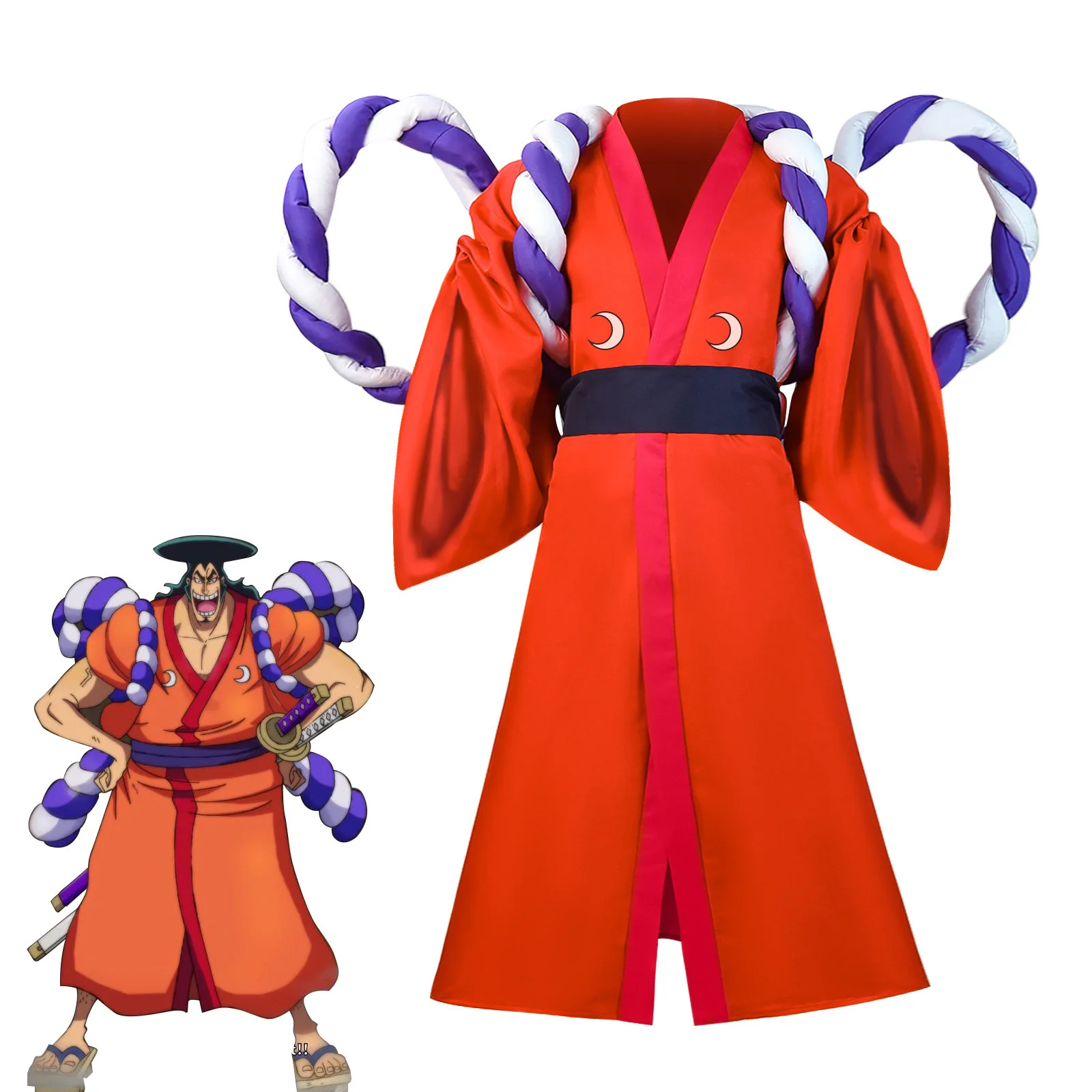 Costume Cosplay Anime Kozuki Oden pour hommes et femmes, Kimono rouge, tenues d'Halloween, ensemble complet, accessoires de ceinture