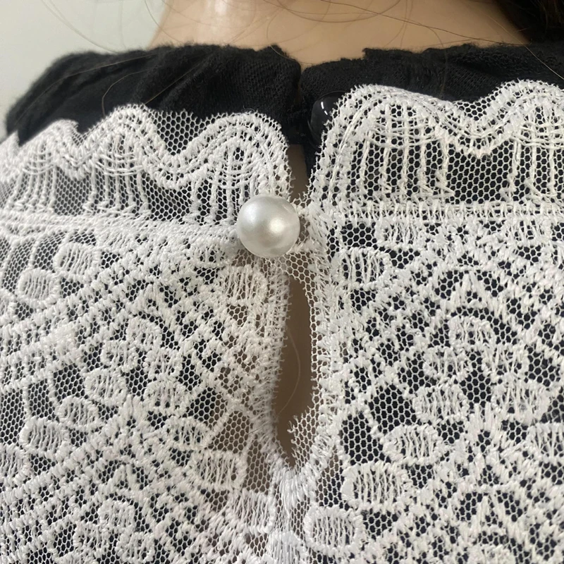 Châle en dentelle blanche à la mode, épaule décorative, fée ajourée, faux col brodé, Capelet détachable