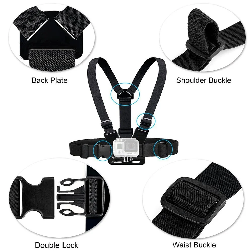 Accessories Bundle Kit Head Strap Mount/Chest Harness/Selfie Stick for Gopro Hero 13 12 11 10 9 8 7 6 5 4 3 2/AKASO EK7000/Brave