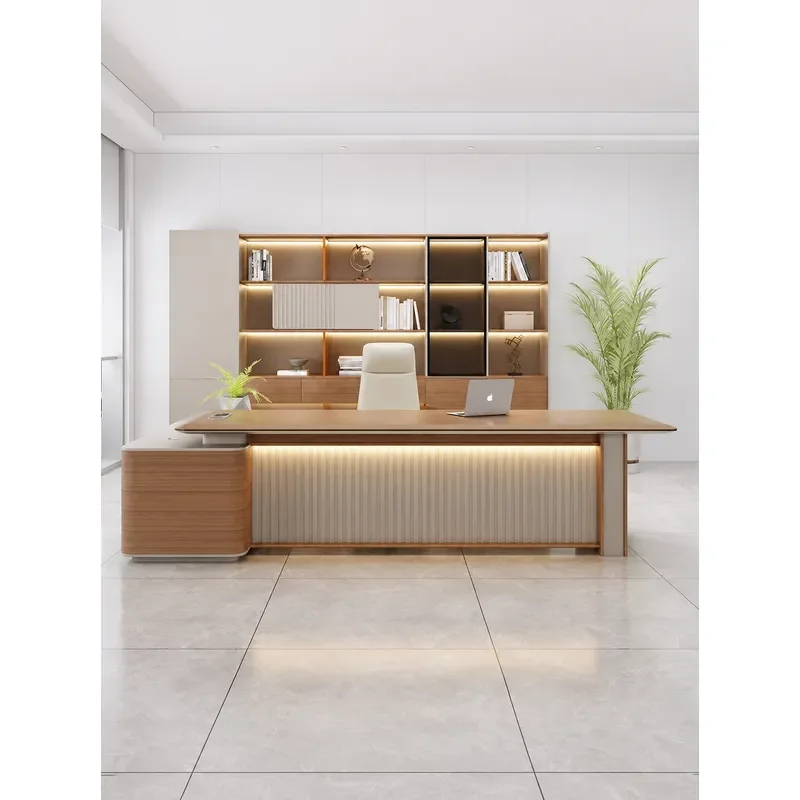Modern Executive Office Desk and Chair Set High End Simple Luxury Business Manager Workstation with Comfortable Seating