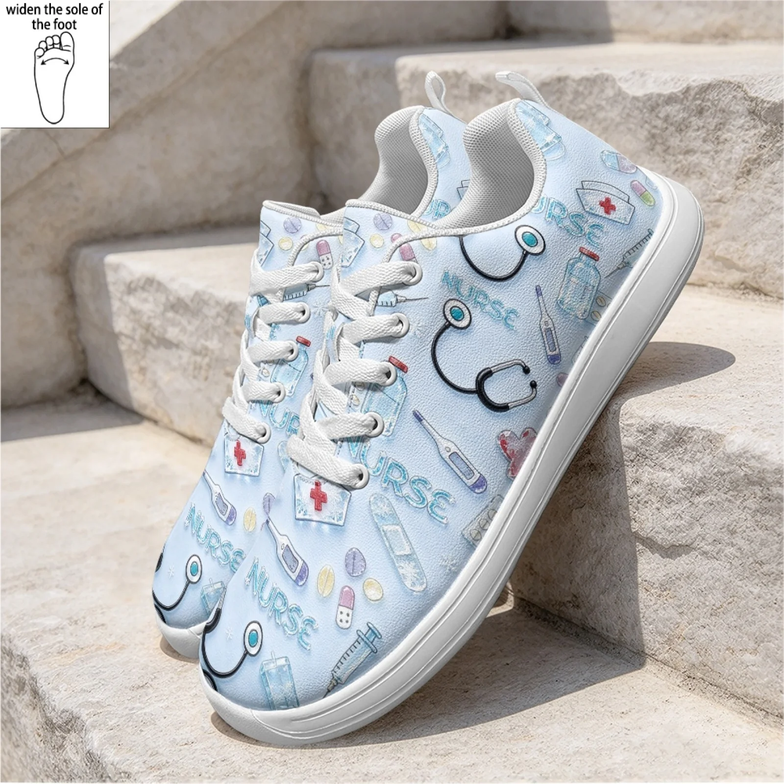PENSTROLL Medical Nurse Print Comfortable Slip-Resistant Comfort Work Shoes Nursing Shoes for Women Hospital Walking