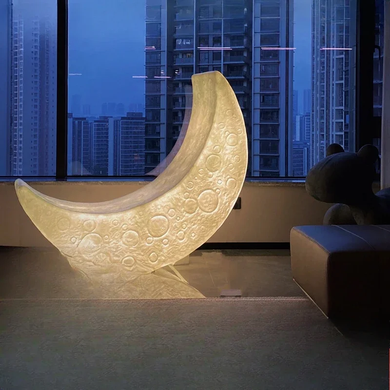 Outdoor waterproof lawn lamp villa floor moon party atmosphere design creative simple courtyard crescent moon lamp