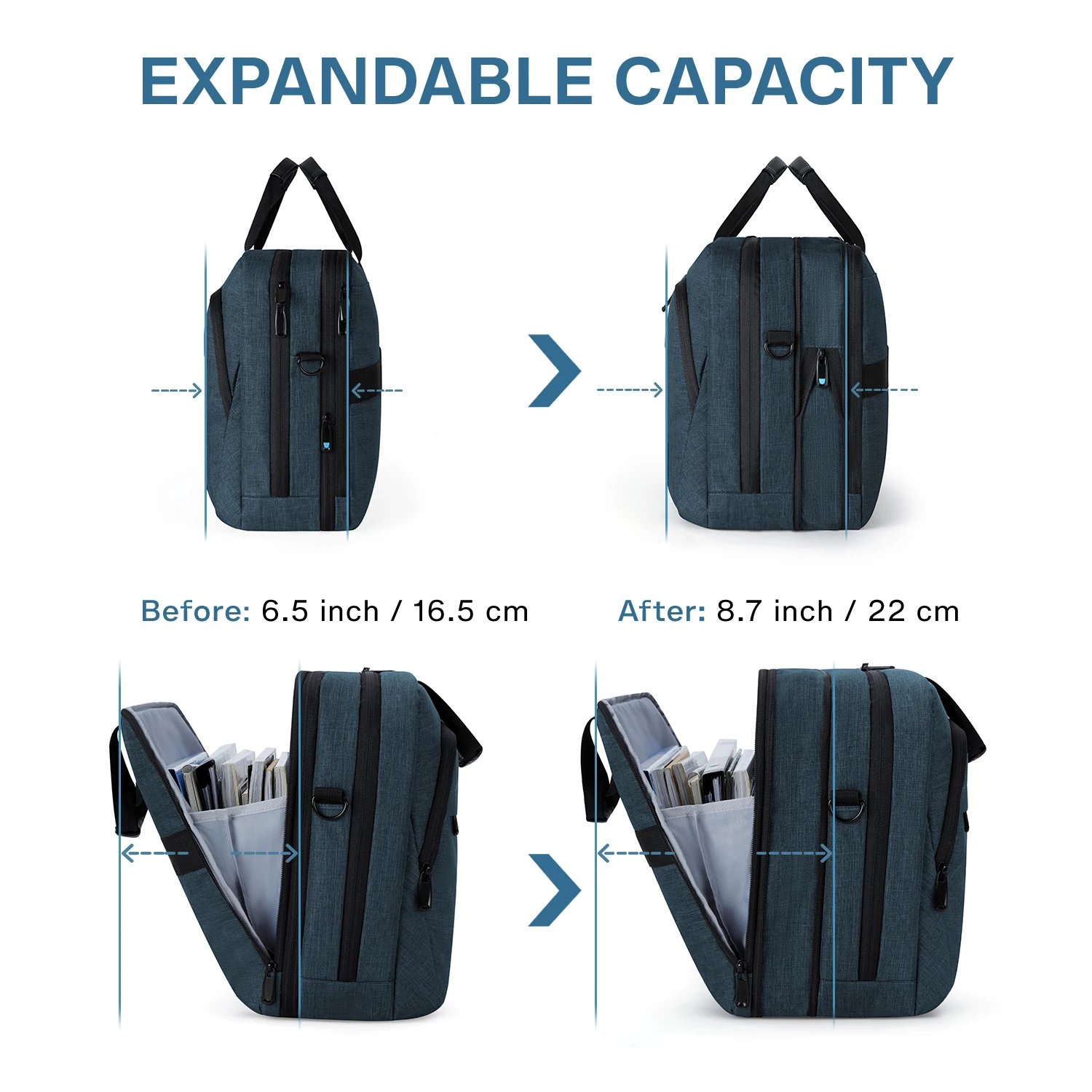 BAGSMART-Bolsa expansível para laptop para homens e mulheres, maleta para computador, bolsa de ombro, trabalho, negócios, viagens, escritório, 17.3