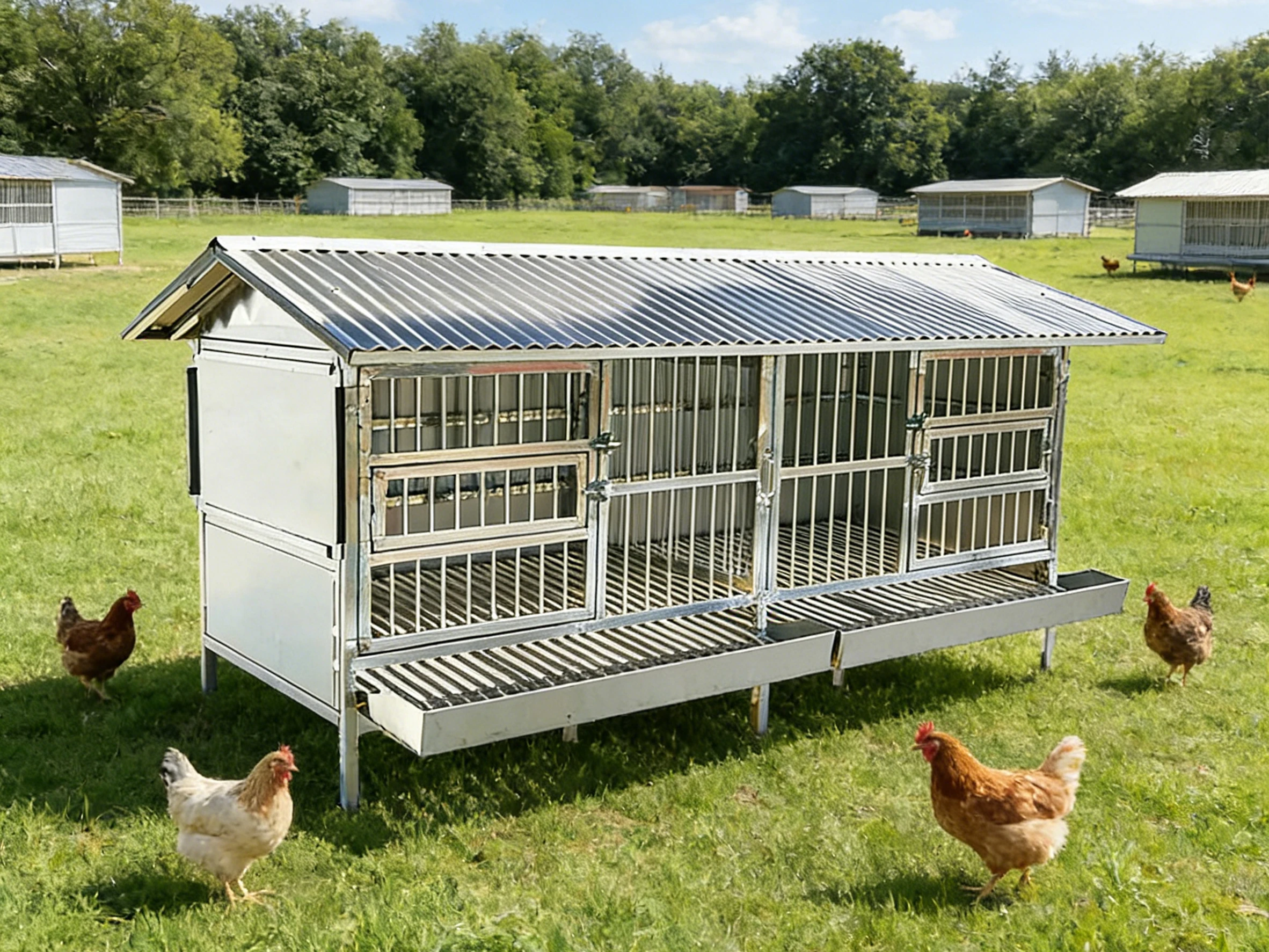 

Stainless Steel Outdoor Chicken Coop & Rabbit Cage With Pulleys Easy To Move Breathable Design Easy Assembly