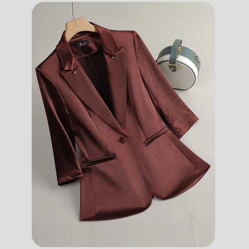 2025 Elegant Women's Two-Piece Sets of Pants and Blazer Solid Suit Clothing With Acetate Champagne Black conjuntos de pantalones