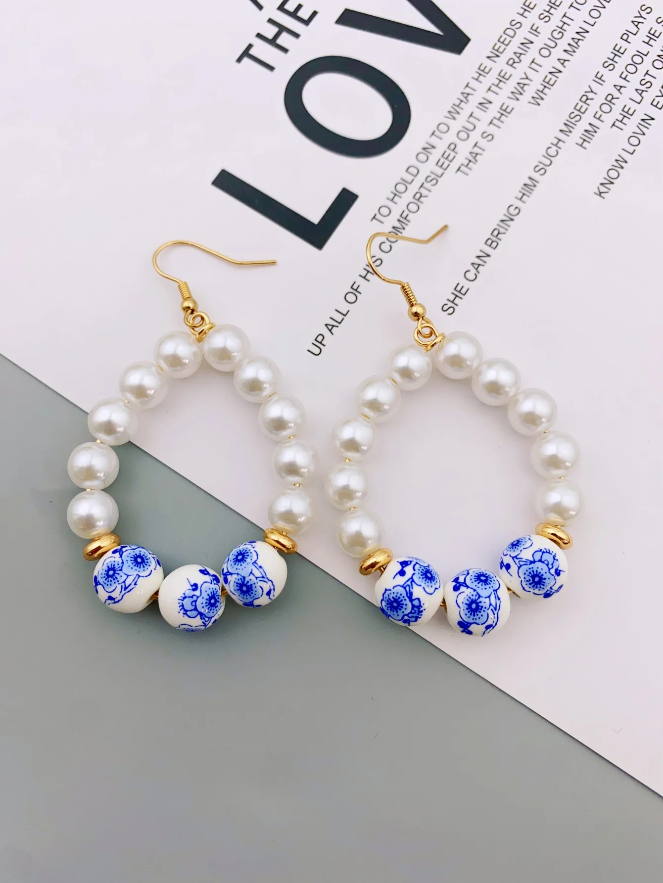 Fashionable Ceramic and Pearl Earrings with Chinese Characteristics, for Women's Daily Wear and Decorations