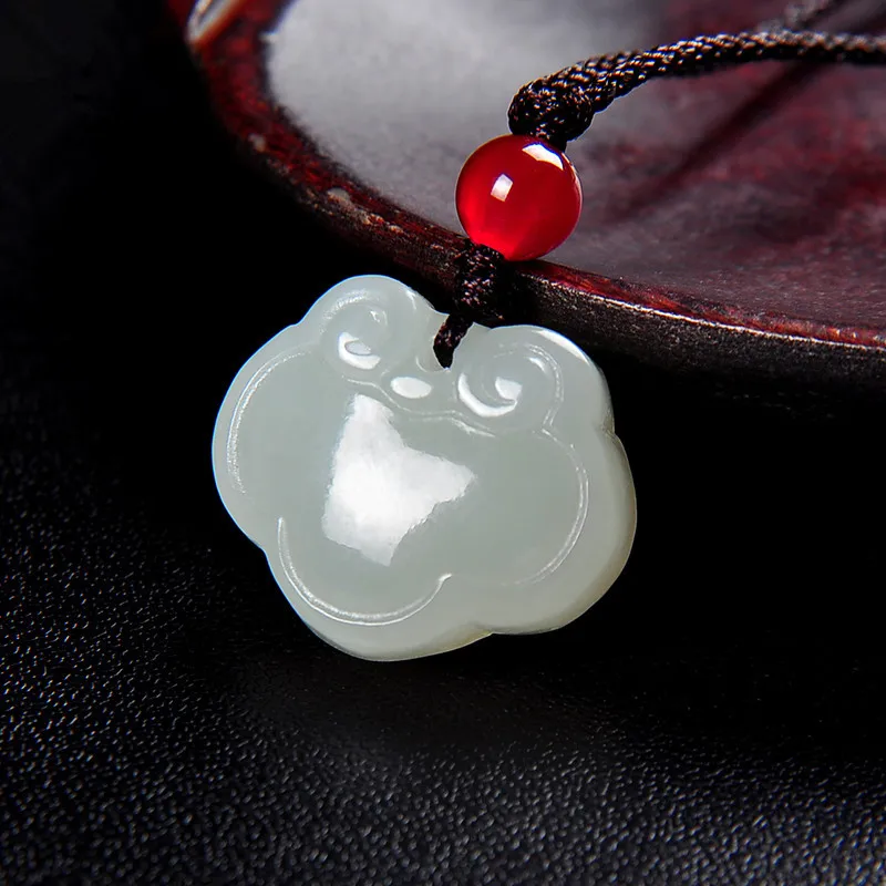 Hotan White Jade : Longevity, Wealth, Auspiciousness, Peace Lock Pendant Men And Women