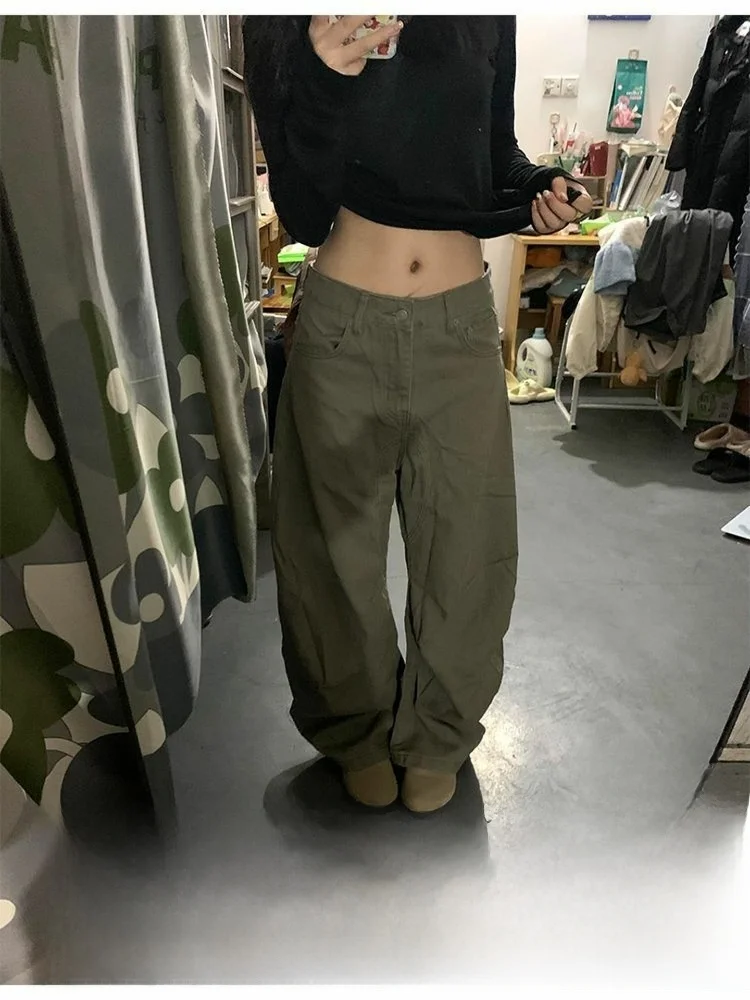 

American Design Large Size Women's Jeans Summer New Style Retro Slim Straight Leg Pants Low Waist Wide Leg Denim Spring Colle...