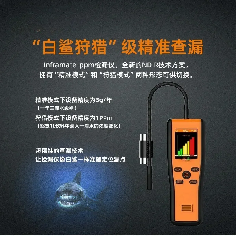 PPM Infrared Quantitative Leak Detector for Auto Repair, Air Conditioning, Refrigeration, and Halide Refrigerant Leak Detector