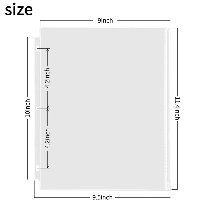 효율적인 12Pcs 바인더 파우치 루스 리프 파일링 문서 보관 가방 11.4In X 9.4In 3 링 빈용 방수 PVC 바인더 포켓