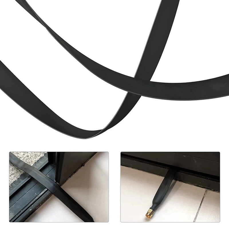 Adaptador de extensão de cabo coaxial plano para Lora WiFi, SMA macho para SMA fêmea, janela e porta, alimentação através, 4 pcs