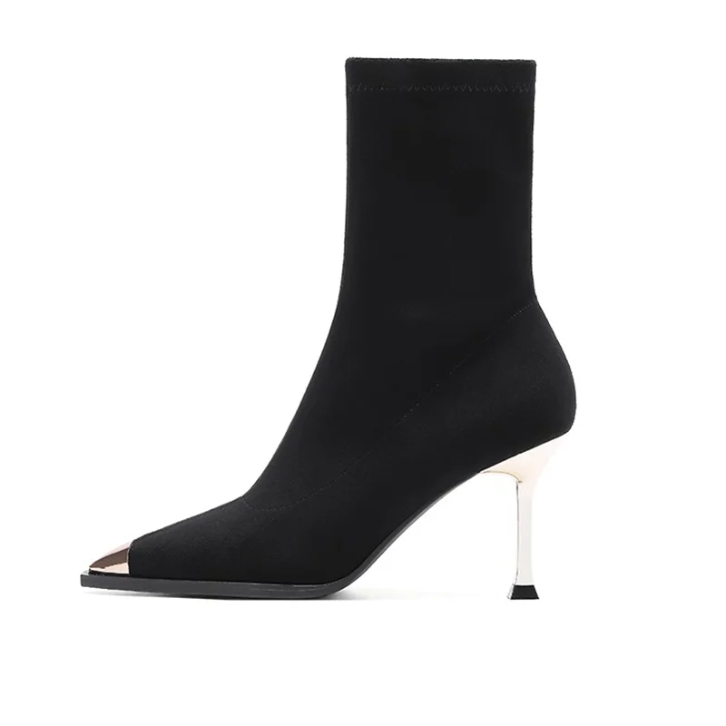 Sexy High Heels Ankle Women's Boots Elegant Pointed Toe Shoes 2025 Fashion Luxury Brand Winter Boots Pumps Gothic Mujer Botas
