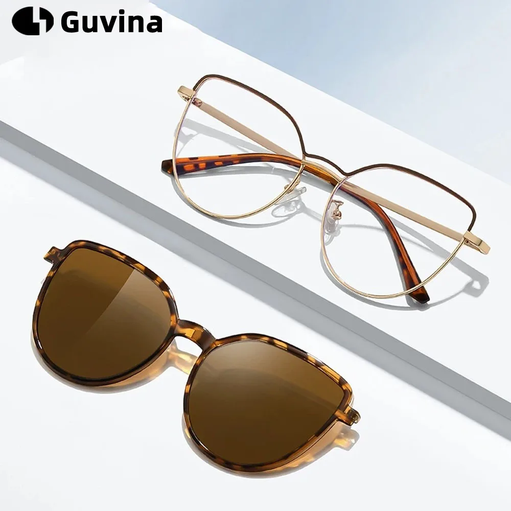 Magnet Clips on Polarized Sunglasses Women Cat Eye Reading Glasses Optical Anti Blue Ray Eyeglass Customizable Prescription