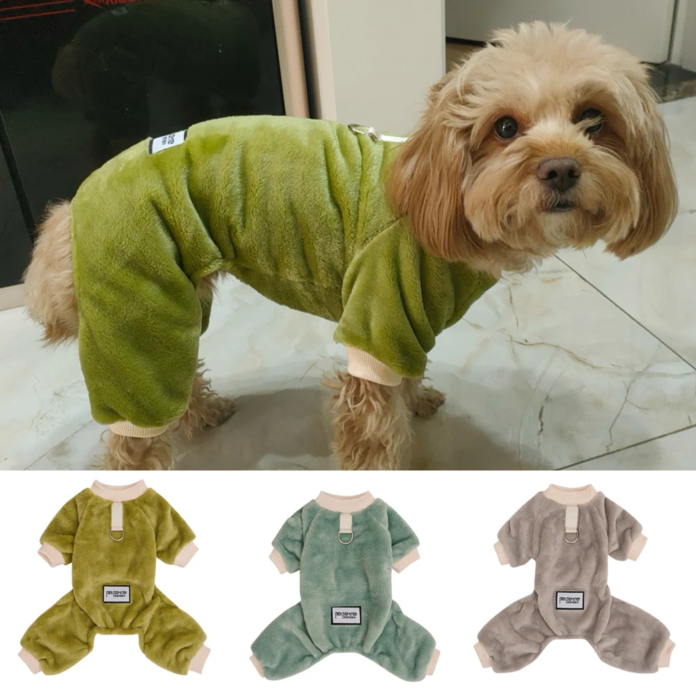

Pet Apparel Dog Cat Clothes, Flannel Four-Legged Bodysuit, Warm Pajamas for puppy kitten Autumn Winter Outdoor