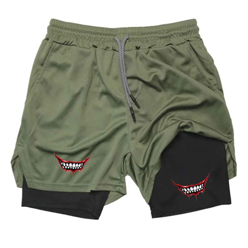 

Men's Double Layer Fitness Shorts Men Fitness Gym Training 2 in 1 Sports Shorts Quick Dry Workout Jogging Double Deck Summer