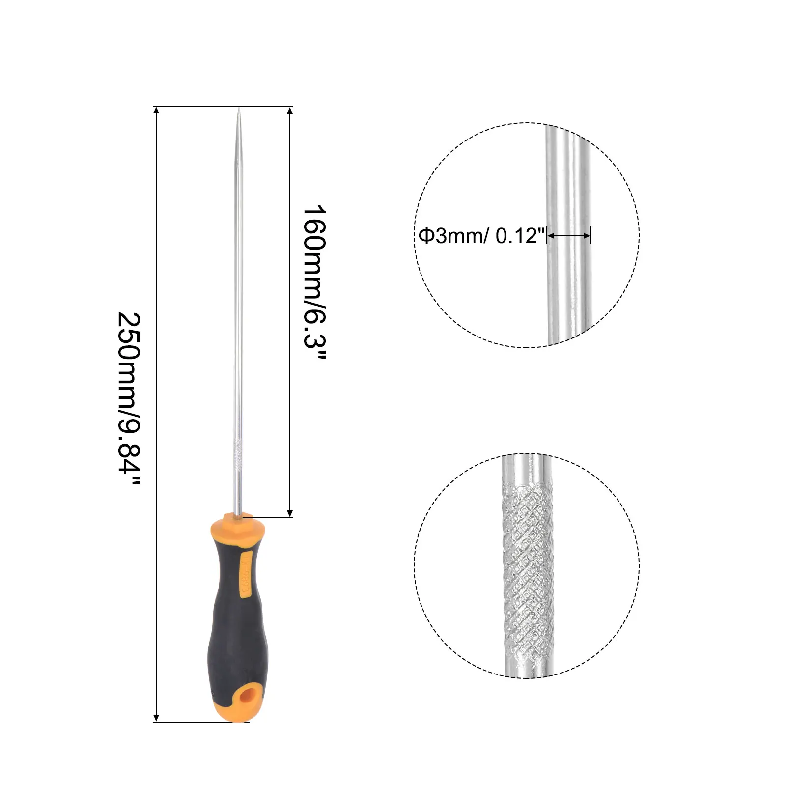 Prosty hak do usuwania uszczelek olejowych/O-ringów, uszczelek, węży, narzędzie do wyjmowania, 25 cm (9,84 cala)