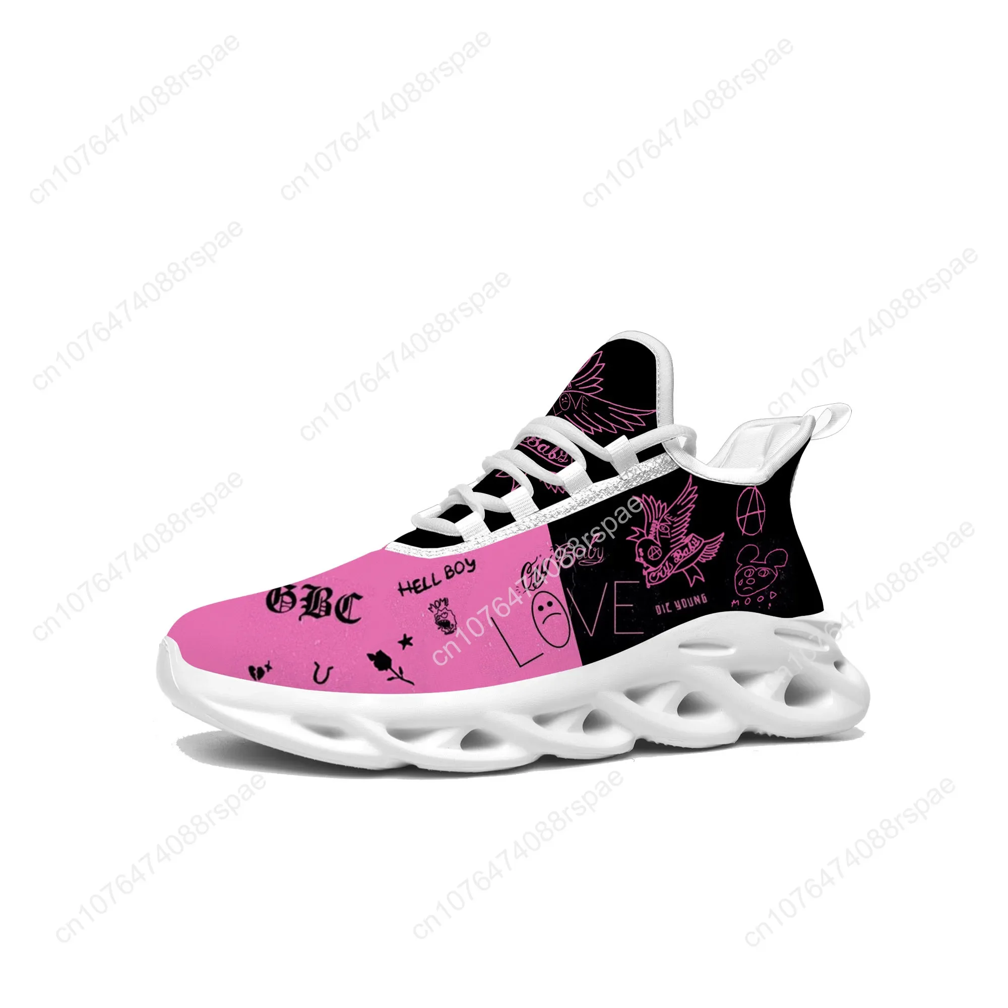 Zapatillas planas Lil Peep Rapper para hombre y mujer, zapatos deportivos Pop de Hip Hop para correr, calzado de malla con cordones, hecho a medida