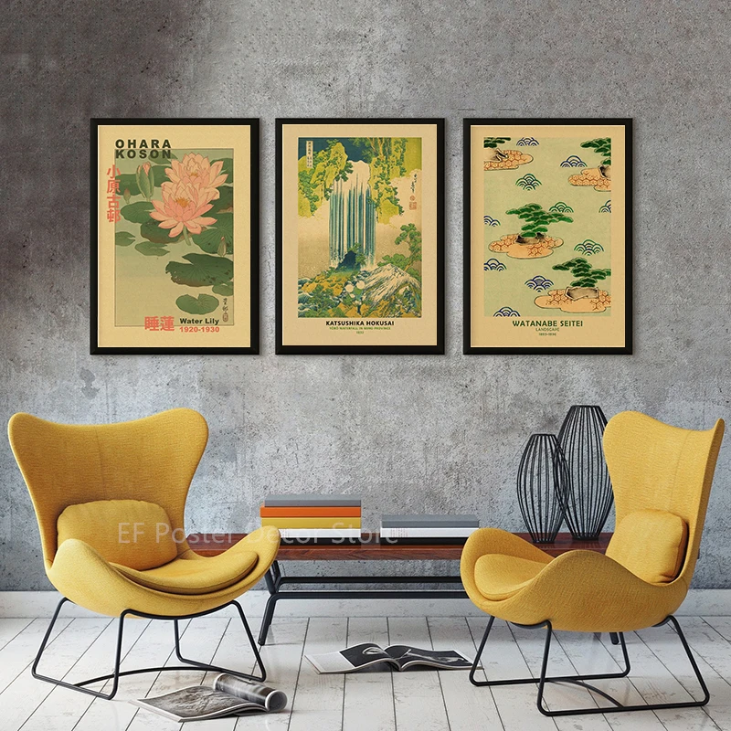 Vintage Hokusai Ohara Koson Japanese Art Poster Retro Exhibition Print Home Room Bar Cafe Club Decor Aesthetic Art Wall Painting