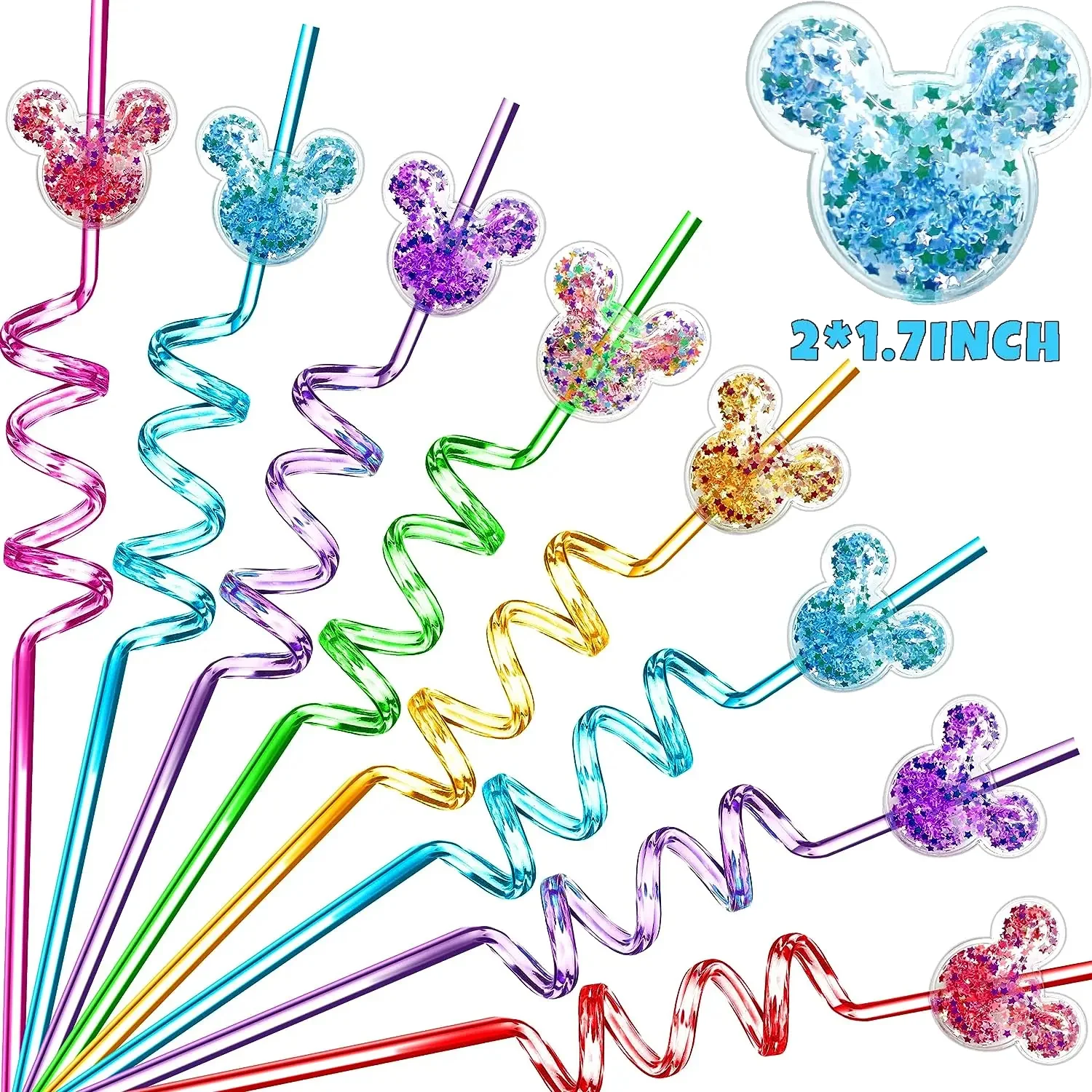 Mickey Mouse Straws Birthday Party Supplies Reusable Drinking Straw Party Favors Minnie Mouse Straws For Kids Boys Girls Party