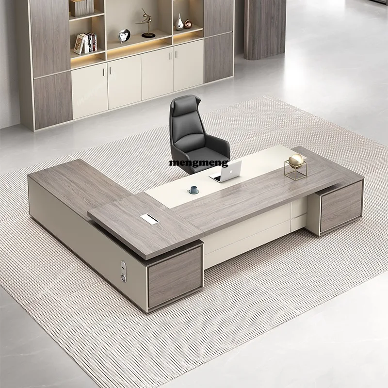 

L Shaped Computer Desks With Drawers And Chair luxury boss modern president manager supervisor table single office furniture