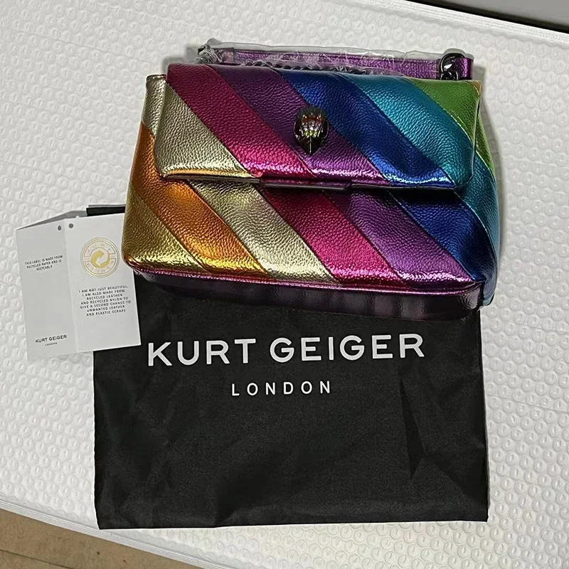 Kurt Geiger London Multi-Coloured Patchwork Crossbody Bags For Women UK Brand Designer Fashion Trend Handbag PU Shoulder Bag