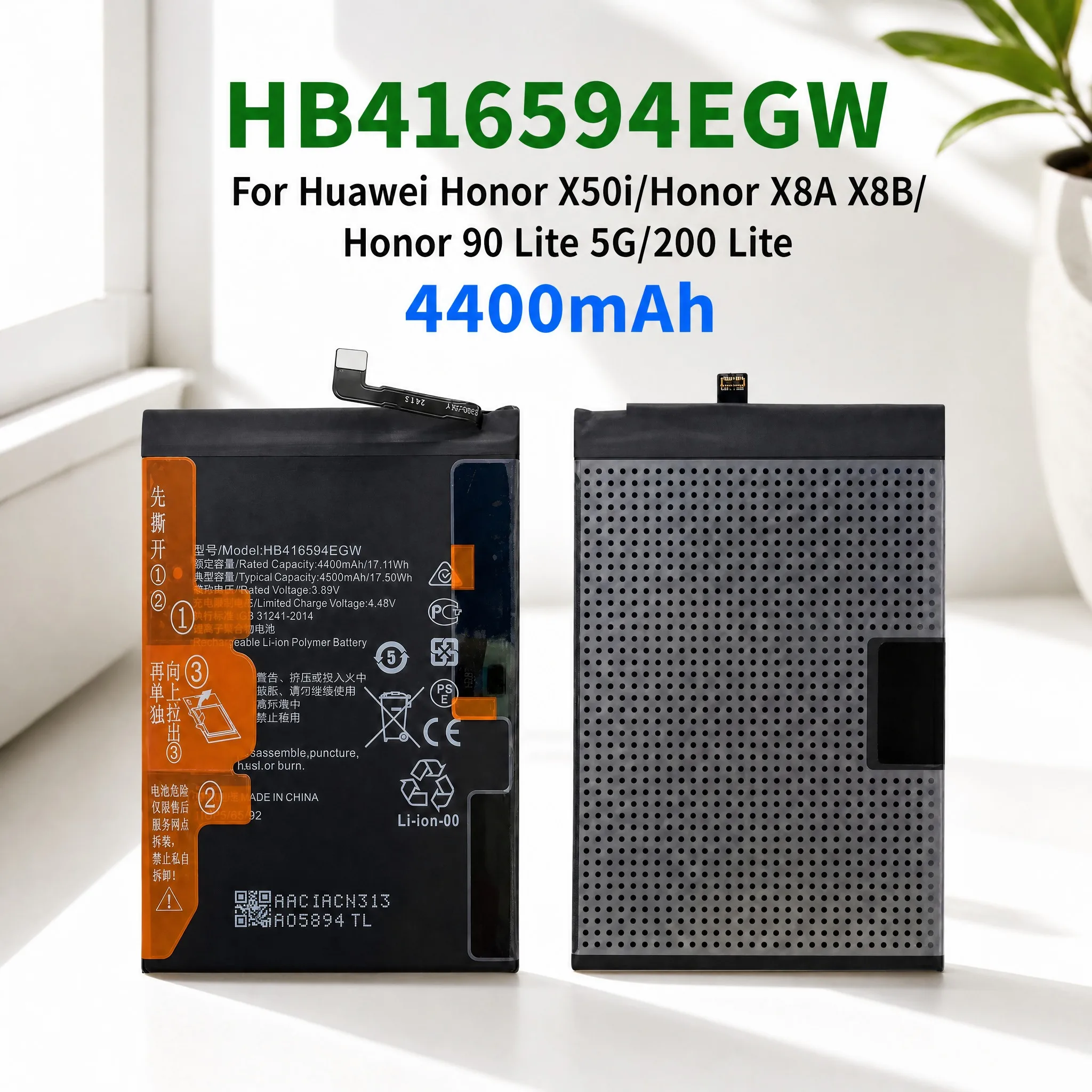100% Original Brandneuer HB416594EGW 4400mAh Akku für Huawei Honor X50i X8A X8B Honor 90 Lite 5G 200 Lite Handy-Akkus mit Werkzeug