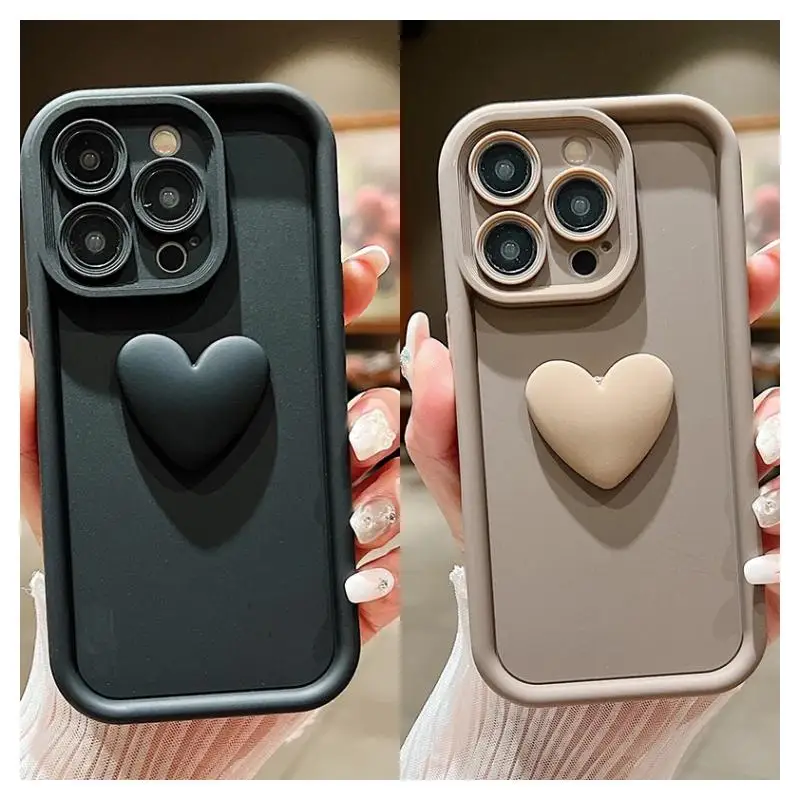 Cute INS 3D Love Heart Silicone Phone Case For Xiaomi Mi 11 Lite 5G NE 12T POCO F5 F3 F4 X5 X3 NFC X4 GT M3 Pro Candy Back Cover