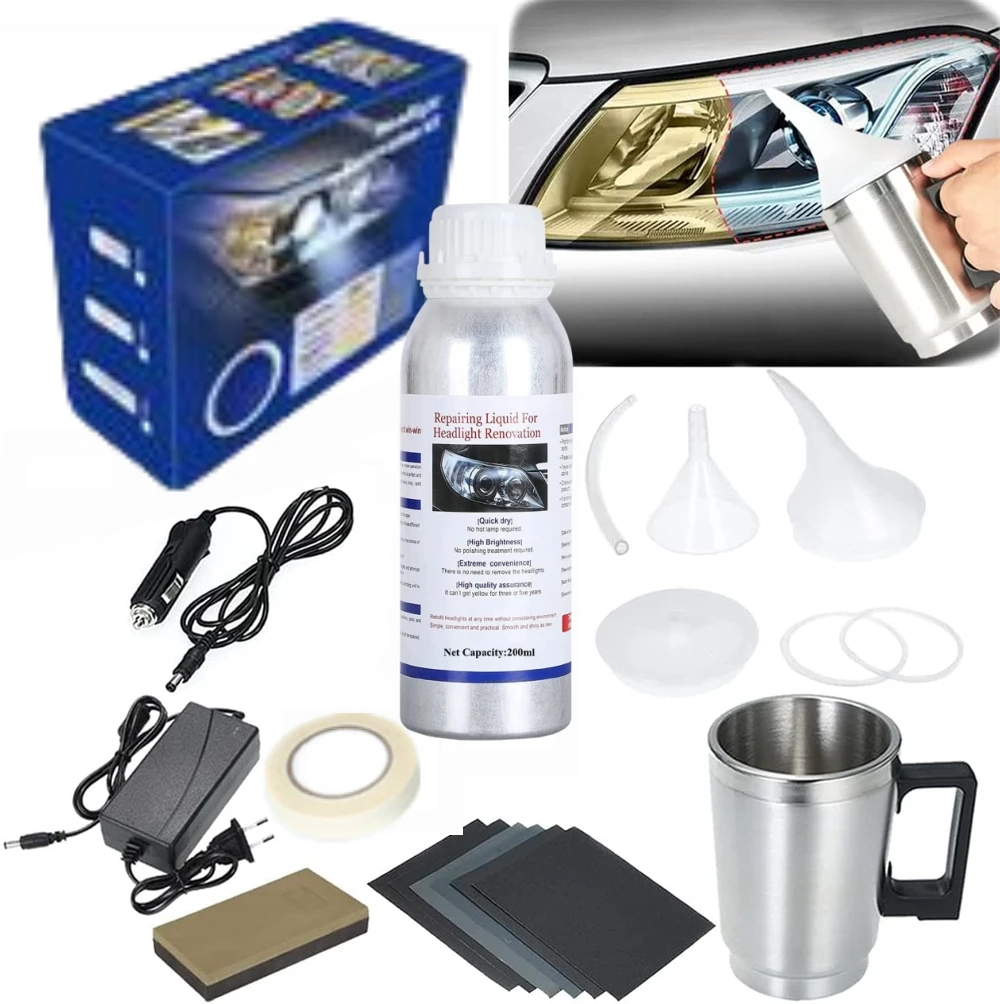 

Headlight Polisher Liquid Evaporator Polymer Liquid Headlights Chemical Polish Headlight Restoration Kit Polish For Headlights