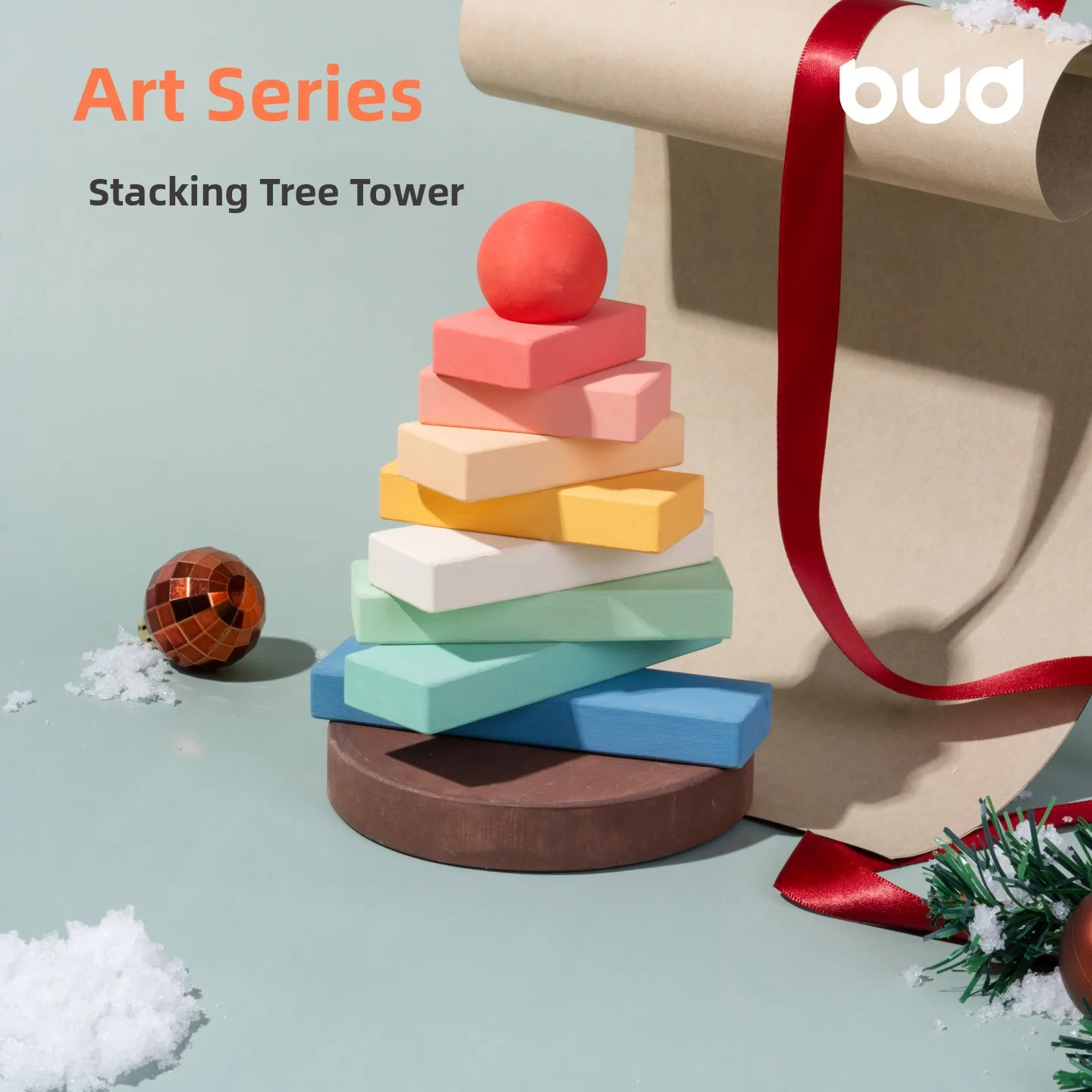 

ainbuds Cisas Themed Eonal Wooden Blos Toy Tower Building Pieces Decorative Children's Puzzle Playset