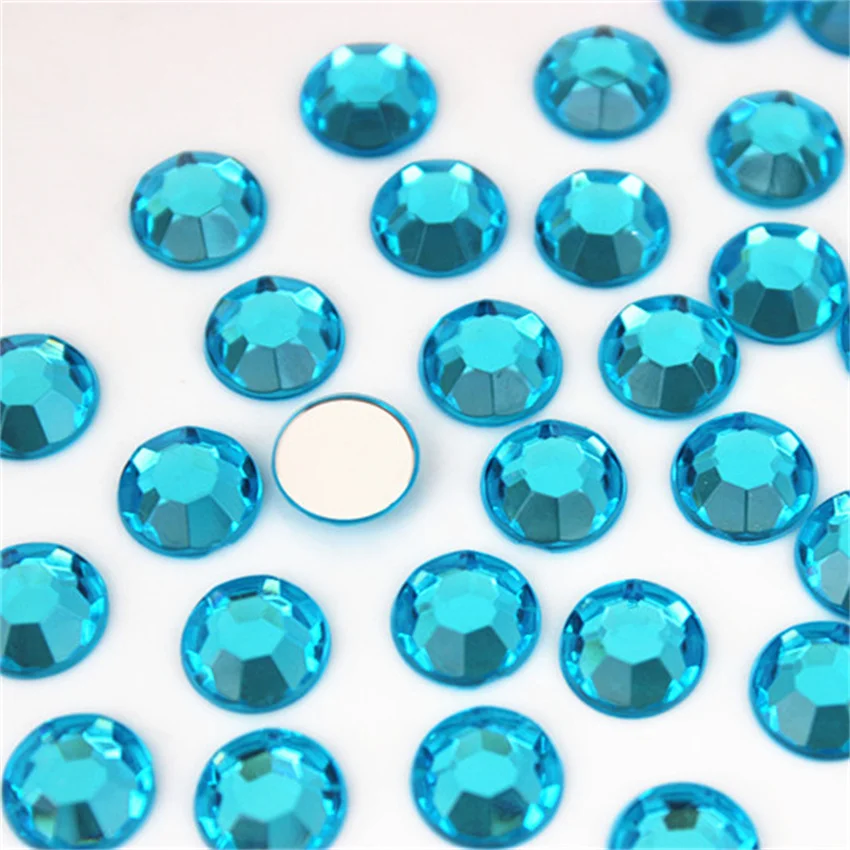 Micui 100pcs 10mm Round Acrylic Rhinestones Crystal Stones Flat Back beads No Hole For Clothes Headdress Crafts Decorations MC70