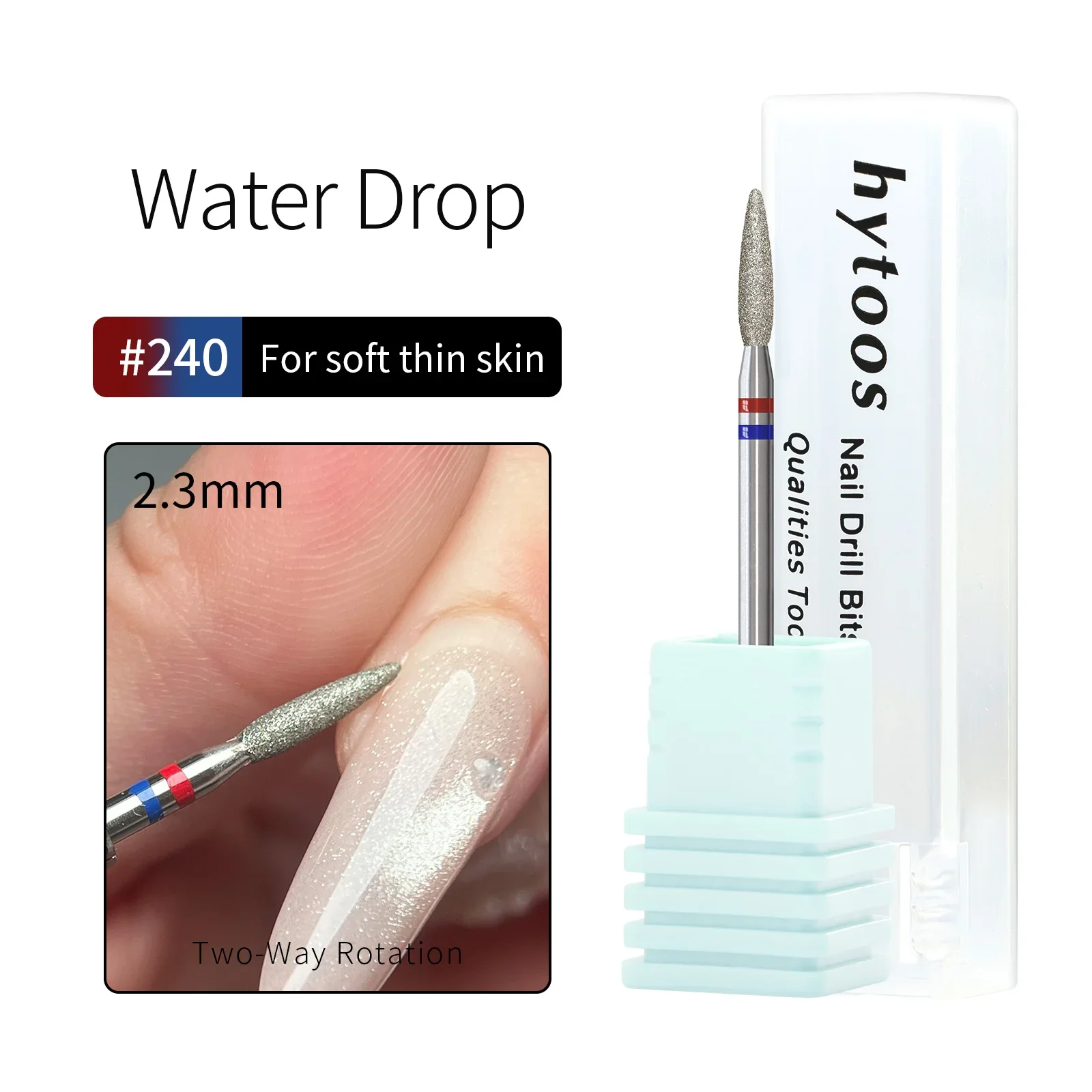 HYTOOS Cuticle Clean Diamant-Nagelbohrer 2,3 mm, stumpfe Spitze, Flammenförmiger Hornhautreiniger, Russisches Vorbereitungswerkzeug für Maniküre-Techniker – Detail 6