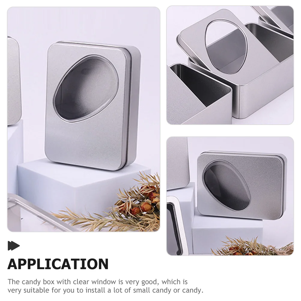 

Tinplate Cookie Tins Clear Window Easy Open Close Christmas Gift Boxes Simple Classic Style Party Decorations