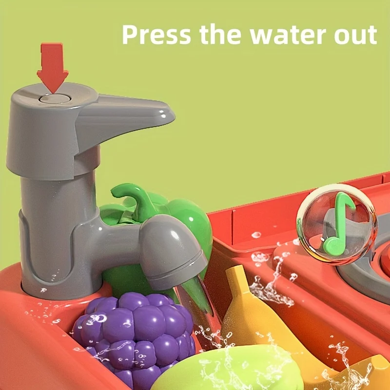 Realistico gioco di finzione giocattolo da cucina per bambini, set da gioco da chef accessori da cucina, luci e suoni, per regali per bambini e ragazze