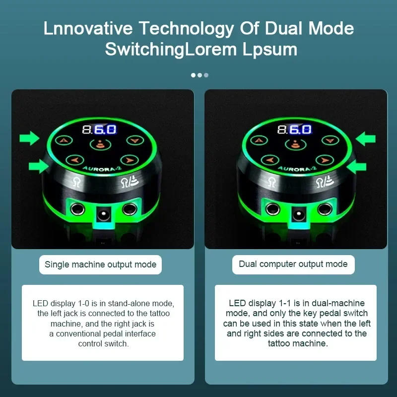 Mini Tattoo Power Supply, cabo RCA, AURORA 2, tela LCD, adaptador conector para bobina rotativa, máquina de tatuagem, maquiagem permanente, 2.5A