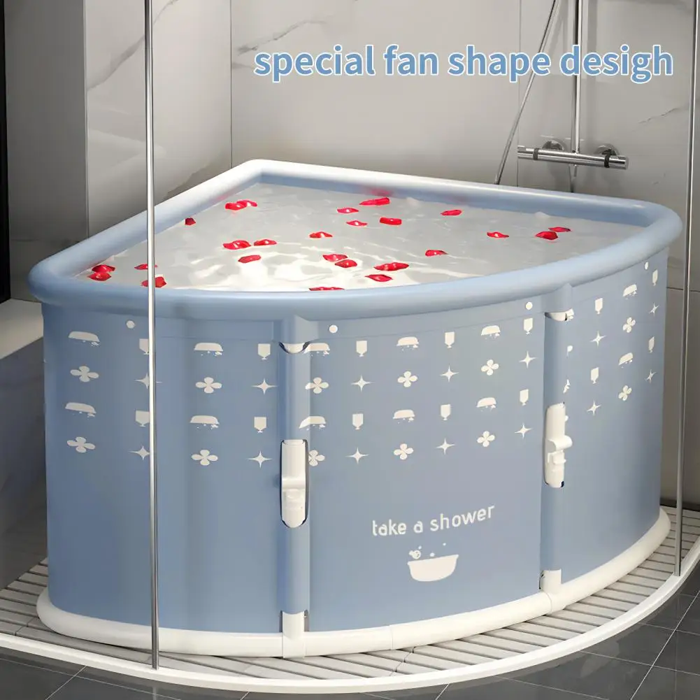 Foldable Fan-shaped Corner Bathtub Large Portable Thickened 6 Layer Bathtub Household Full Body Folding Side Drainage Bath Tub