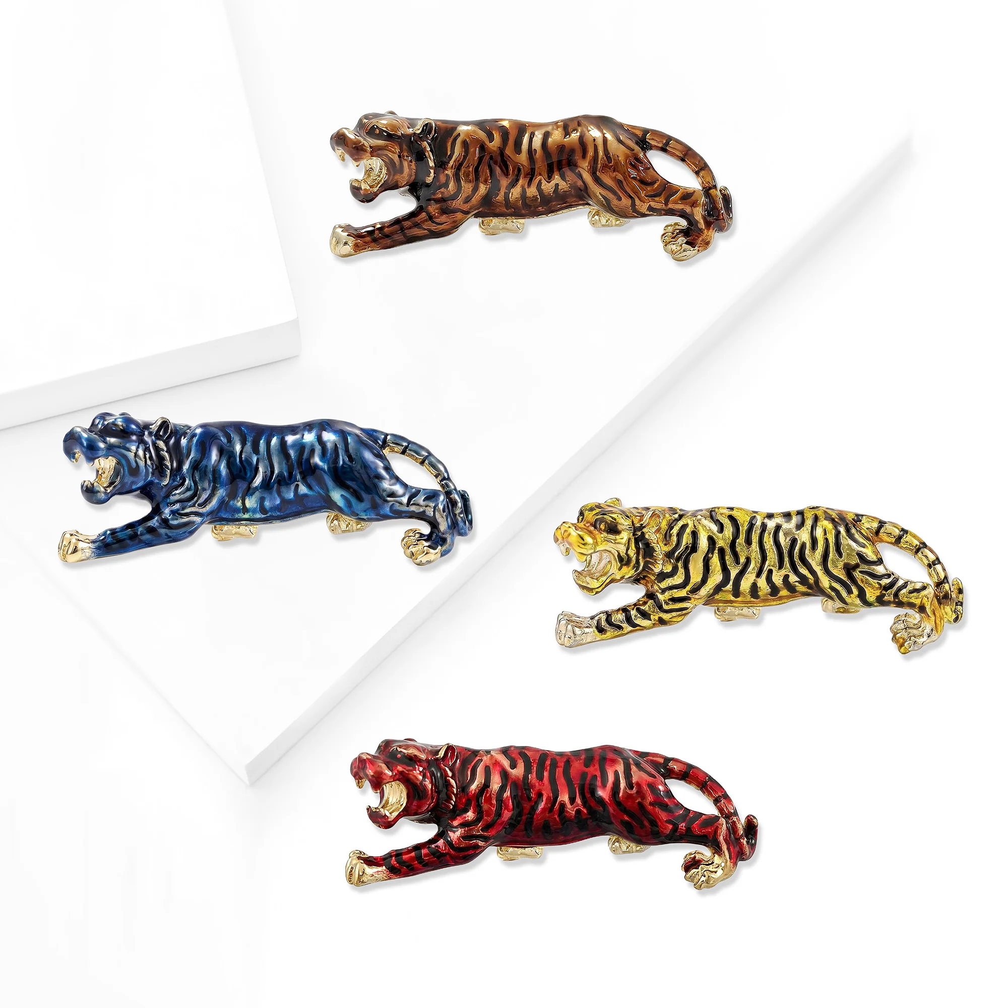 Oil Dripping Tiger Brooches for Women Unisex Animal Pins Banquet Party Backpack Gifts Jewelry Accessories view 2