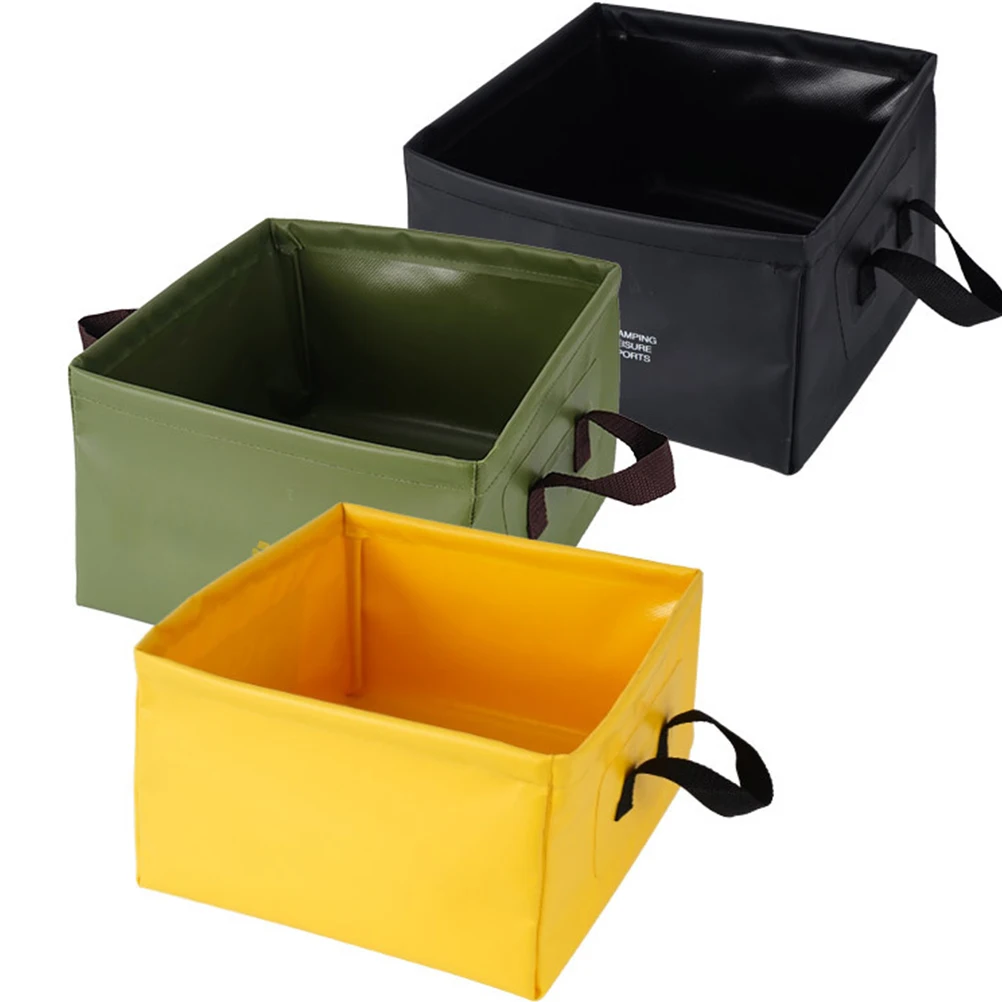 1 pz secchio d'acqua pieghevole portatile secchio da pesca quadrato esterno verde militare campeggio alpinismo contenitore da viaggio