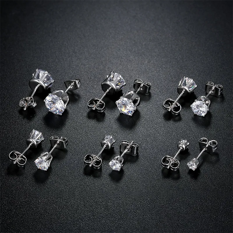 Anziw Stud Earrings for Men Women Real D Color Moissanite 3mm-9mm Multiple Sizes Earring 925 Silver Jewelry Girls Gift Certified