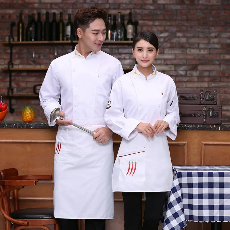 C670 Chef's Long-sleeve Plus Size Clothes Hotel Catering Cake Shop Canteen Kitchen  Chef Jacket Waiter Coat Big Size