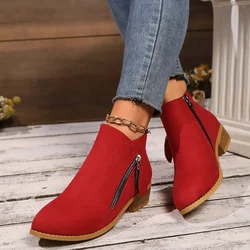 Women Ankle Boots 2024 New Square Heel Platform Boots Women Sexy High Heels Shoes Winter Casual Fashion Boots Botas De Mujer