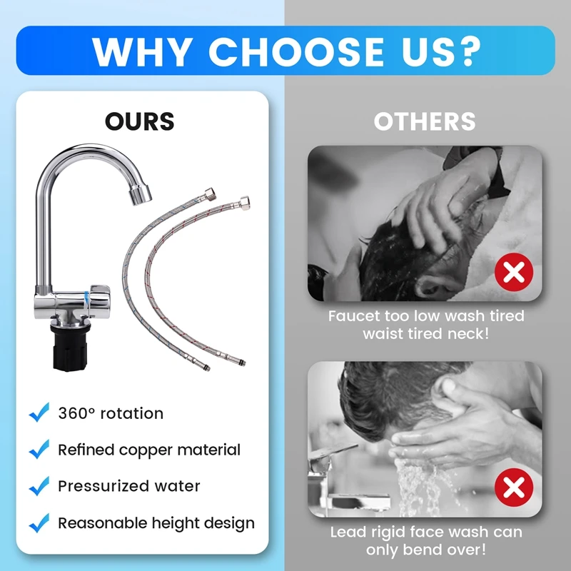 AC17-Foldable RV Faucet Universal For Car Caravan RV 360° Rotation Cold & Hot Water Mixer Water Tap,1/2